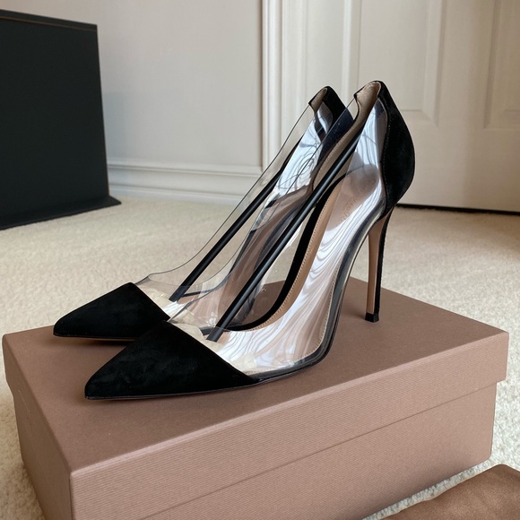 Gianvito Rossi Suede Plexi Pumps - Picture 2 of 5